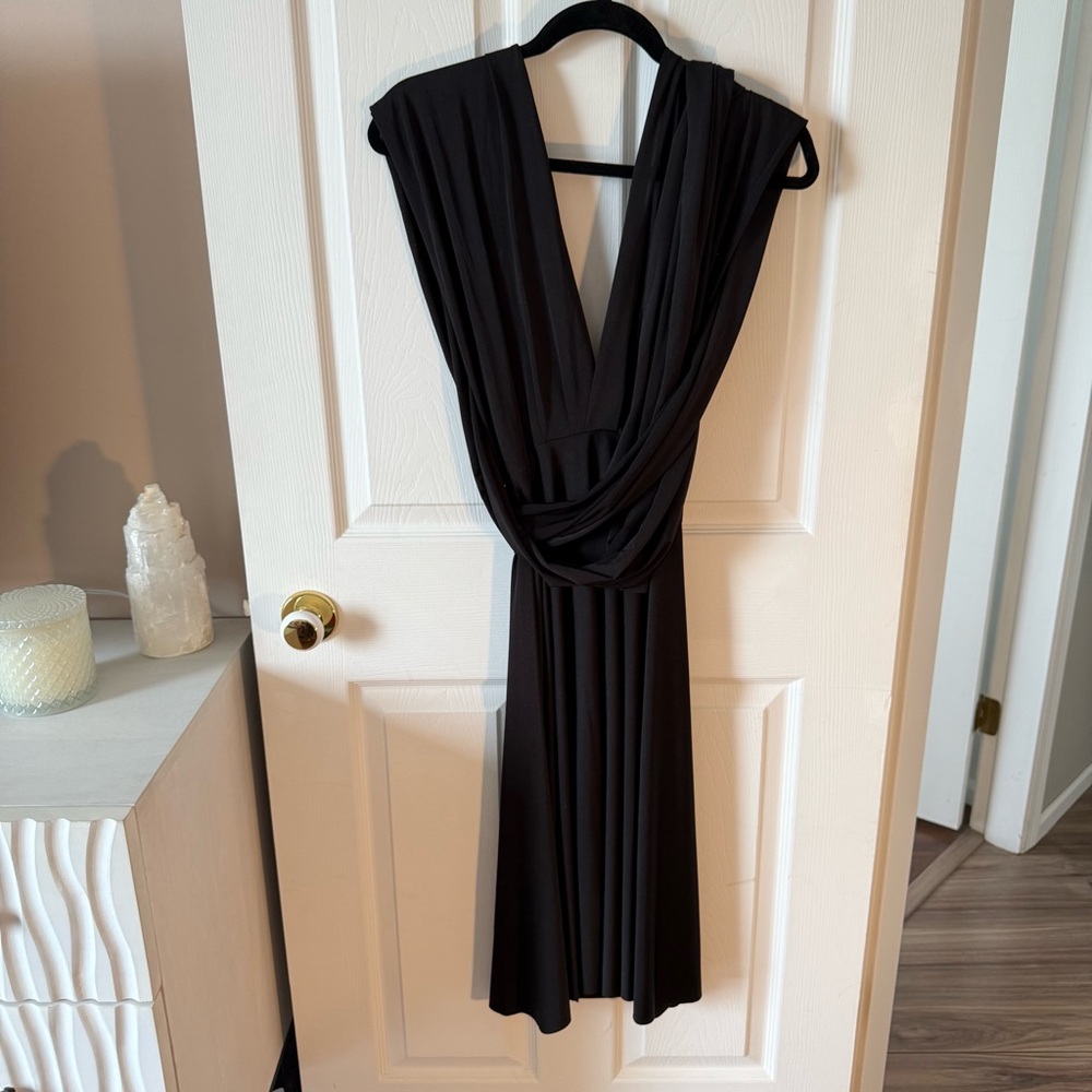 Maitai Black Plunge Wrap Gown